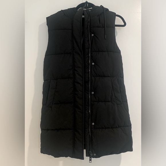 ❤️MANGO like-new long hooded quilted vest XS - Picture 10 of 11